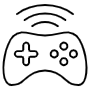 Gameplay And Wireless Gamepad Black Outline free icon for commercial use