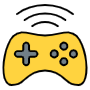 Gameplay And Wireless Yellow Gamepad free icon for commercial use