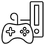 Gaming Console And Black Gamepad Black Outline free icon for commercial use