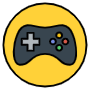 Gaming Joystick Yellow Round Symbol free icon for commercial use