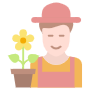 Gardener And Yellow Spring Flower free icon for commercial use