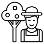 Gardener Farmer Man And Orchard Black Outline icon
