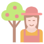 Gardener Farmer Woman And Orchard icon