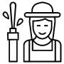 Gardener Farmer Woman And Water Hose Black Outline icon