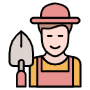 Gardener Or Farmer Man And Shovel icon
