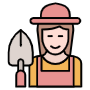 Gardener Or Farmer Woman And Shovel icon