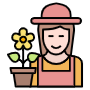 Gardener Woman And Yellow Flower free icon for commercial use