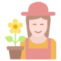 Gardener Woman And Yellow Spring Flower icon
