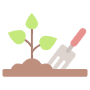 Gardening Or Farming Rake And Plant icon