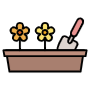 Gardening Or Potted Flowers With Shovel icon