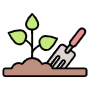 Gardening Rake And Green Plant icon
