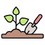 Green Plant And Gardening Shovel icon