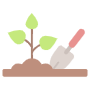 Green Plant And Gardening Trowel icon