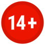 Age Restriction Fourteen Red Circular free icon for commercial use