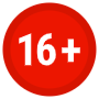 Age Restriction Sixteen Red Circular free icon for commercial use