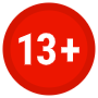 Age Restriction Thirteen Red Circular free icon for commercial use