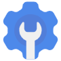 Blue Settings Gear Wrench free icon for commercial use