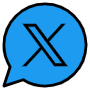 Blue Speech Bubble And Twitter Logo free icon for commercial use