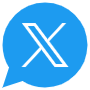 Blue Speech Bubble And Twitter Logo free icon for commercial use