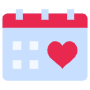 Blue Wedding Calendar And Red Heart free icon for commercial use