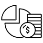 Budget Pie Chart And Dollar Coin Black Outline free icon for commercial use