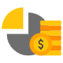 Budget Pie Chart Statistics And Dollar Coins free icon for commercial use