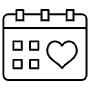 Calendar And Heart Black Outline free icon for commercial use