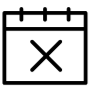 Calendar Cancel Event Booking Black Square Outline free icon for commercial use