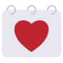Calendar Romantic Day And Red Heart free icon for commercial use