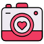 Camera And Pink Heart free icon for commercial use