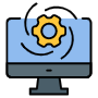 Computer Screen Settings And Gear free icon for commercial use