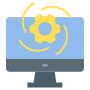 Computer Screen Settings And Gear free icon for commercial use