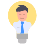 Creative Man Or Mentor Inside Lightbulb free icon for commercial use