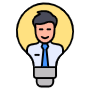 Creative Man Or Mentor Manager Inside Lightbulb free icon for commercial use