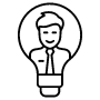 Creative Man Or Mentor Manager Inside Lightbulb Black Outline free icon for commercial use