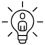Creative Person Or Mentor Manager Inside Lightbulb Black Outline free icon for commercial use