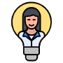 Creative Woman Or Mentor Inside Lightbulb free icon for commercial use