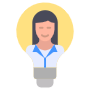 Creative Woman Or Mentor Manager Inside Light bulb free icon for commercial use