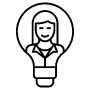Creative Woman Or Mentor Manager Inside Light bulb Black Outline free icon for commercial use