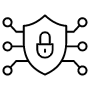 Cyber Security Shield Padlock Black Outline icon