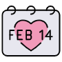 February 14 Valentines Day Calendar And Pink Heart free icon for commercial use