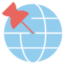 Geo Location Pin Globe Blue free icon for commercial use