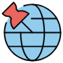 Geo Location Pin Globe Blue Outline free icon for commercial use
