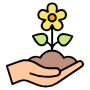 Growing Flower And Gardeners Hand free icon for commercial use