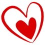 Hand Drawn Cute Red Heart Inside Heart free icon for commercial use