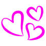 Hand Drawn Three Pink Hearts Outline icon