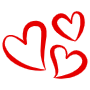 Hand Drawn Three Red Hearts Outline icon