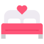 Honeymoon Bed And Pink Heart free icon for commercial use