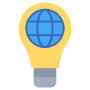 Light Bulb And Blue Globe Symbol free icon for commercial use