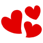 Love And Hand Drawn Three Red Hearts icon
